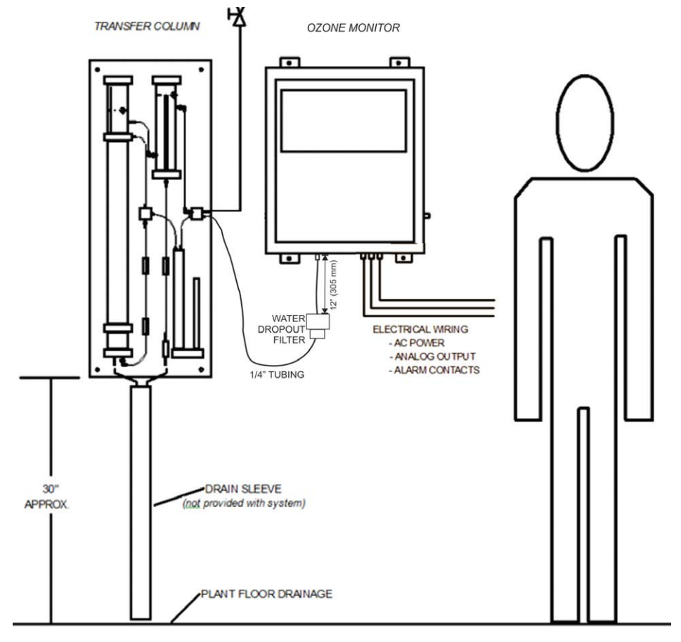 TAPI Model W1™溶解臭氧检测仪连接示意图